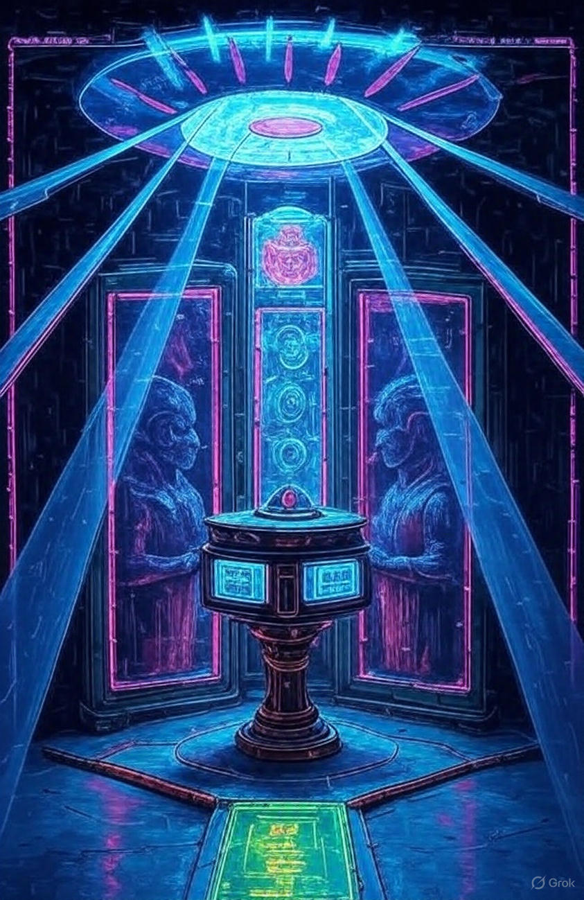 A UFO portal surrounded by a bright light